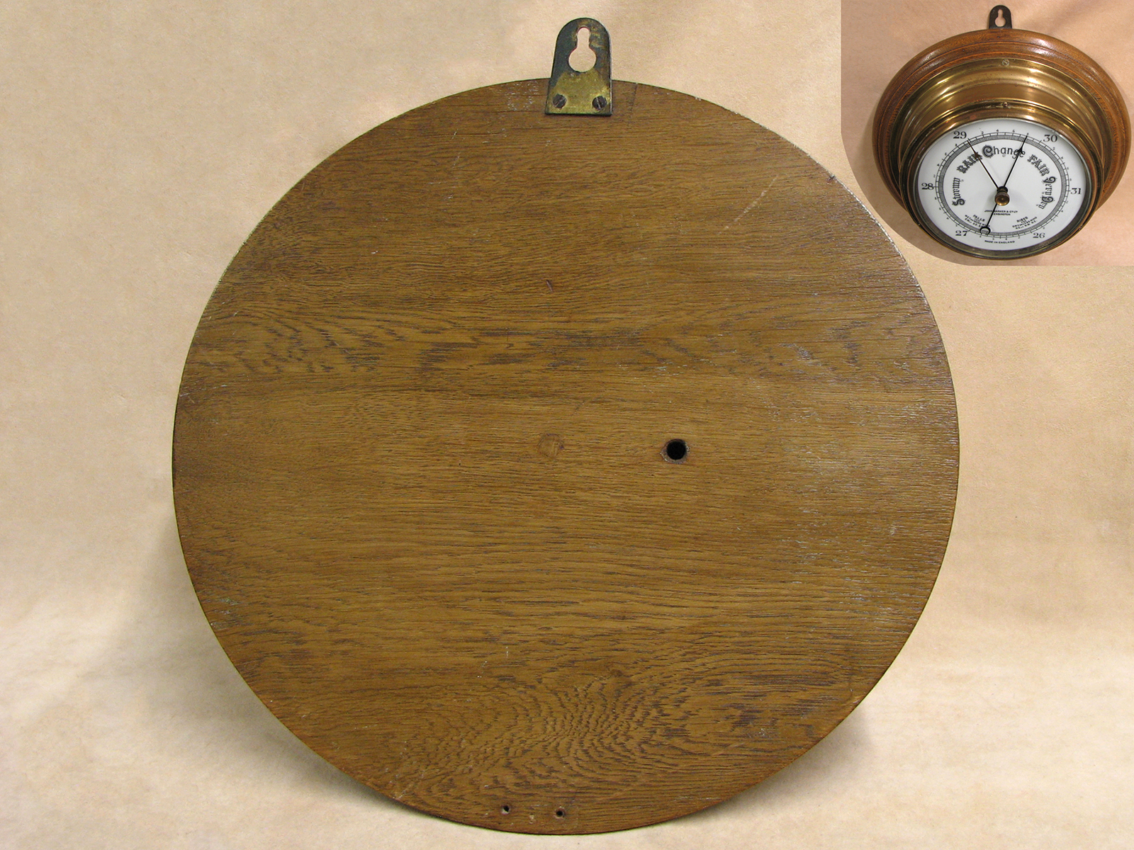 Antique Ships aneroid bulkhead barometer signed John Barker Kensington